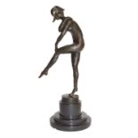 After Chiparus - a bronze figure of a Harlequin type dancerCondition report: Good condition, a