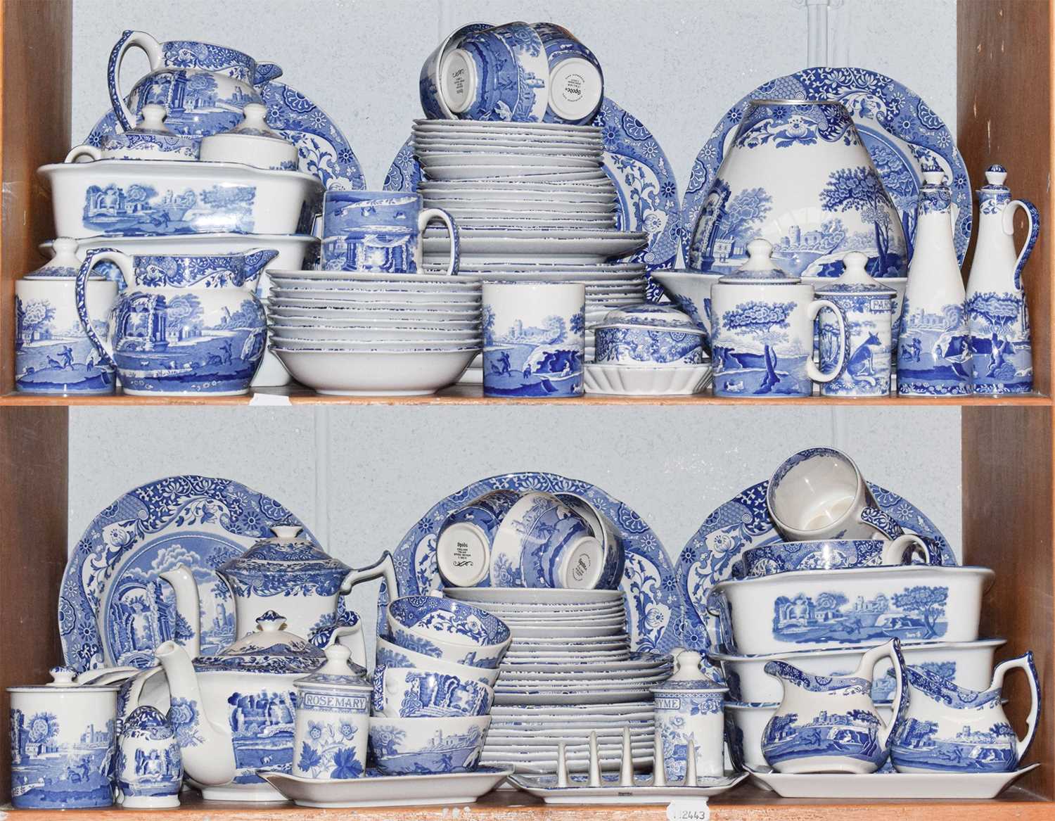 A very large quantity of modern Spode blue & white pottery in patterns, Italian landscapes, and