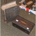 A 19th century Swiss cylinder music box (a.f.) together with a Victorian family bible (2)