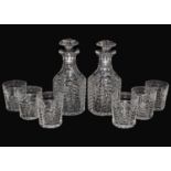 A part suite of Stuart crystal, including a pair of decanters and six tumblers