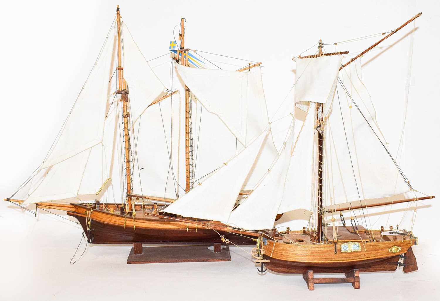 Four scratch built models of sailing boats (4)
