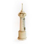 Ivory lighthouse desk thermometer, circa 1900