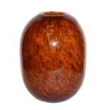 A tortoiseshell ovoid glass vase, 36cm high