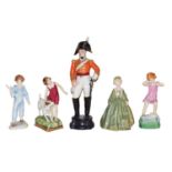 A collection of Royal Worcester figures, one modelled as an officer of the 3rd Dragoon Guards, '