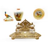 A Locke & Co. Worcester dish painted with a pheasant and signed E. Blake, a Beswick pheasant