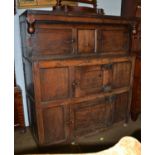 An 18th-century provincial oak court cupboard 140cm by 64cm by 158cm