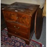 A George III mahogany commode together with a mahogany shield back chair and three tripod table