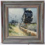 John Lines RBSA (20th century) "8540 East Bound North Carolina" Signed, oil on board, together