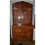 A George III mahogany secretaire bookcase with arched top 144cm by 56cm by 235cm