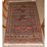 Tekke rug, the madder field with three rows of güls enclosed by narrow borders, 143cm by 92cm;