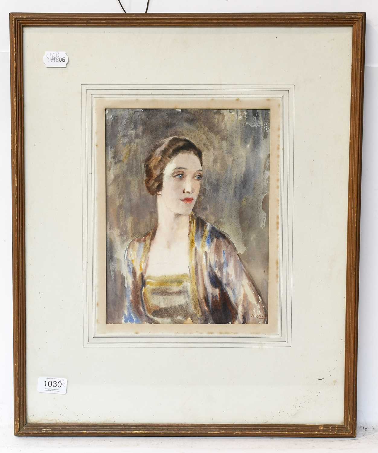 K Mayes (early 20th century) Portrait of a young girl, seated half length, turned to viewer, - Image 3 of 3