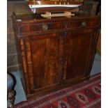 A 19th century mahogany two-door cabinet with pierced brass gallery, 94cm by 39cm by 92cm