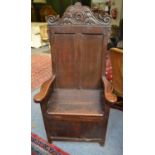 ^ An Early 18th Century Joined Oak Armchair,...