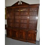 A large reproduction mahogany breakfront Bookcase 206cm by 45cm by 230cm