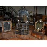 An early 19th-century chinoiserie dressing table mirror, together with two other dressing table