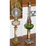 Early 20th century oil lamp with globe shade and another lamp (2)