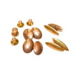 Two pairs of 15 carat gold cufflinks; a 15 carat gold dress stud; and three further dress studs