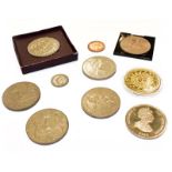 A full sovereign dated 1896; and a selection of commemorative coins (10)