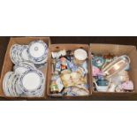 Four boxes of mainly ceramics, including Wedgewood dinner service, Toby jugs, Royal Doulton figures