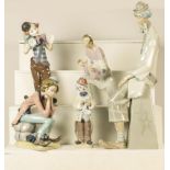 A group of five Lladro porcelain clown figures including model number 6 (one tray)