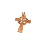 A Celtic 9 carat gold cross pendant, length 5.3cm . Gross weight 9.0 grams.