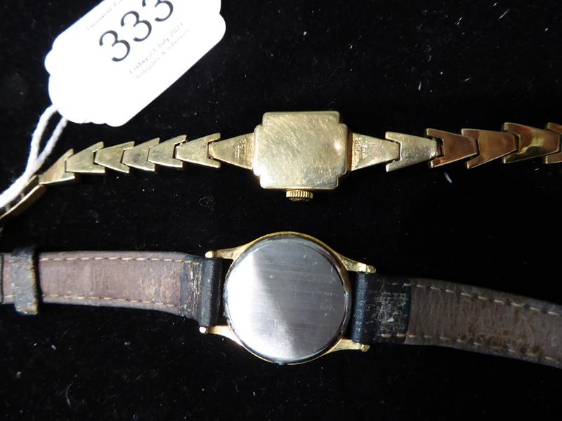 A Longines lady's 9 carat gold wristwatch; together with an Omega De Ville quartz plated wristwatch, - Image 3 of 3