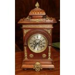 A German gilt metal mounted striking mantle clock, circa. 1900, 44cm high, movement striking on a