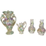 A 19th century Coalbrookdale twin handled vase and three other similar pieces (4)