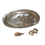 A George V silver dressing table tray, by Charles Weale, Birmingham. 1912, oval stamped with