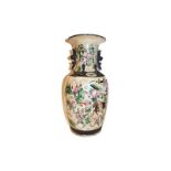 A 19th century Chinese baluster jar, crackle glazed and painted in the famille verte style with