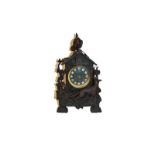 A 19th century Continental bronzed spelter mantel clock, the case modelled as a chicken coop