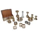 A collection of assorted silver, including a cigarette-box, a bowl with pierced border, a cream jug,