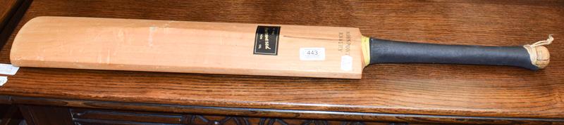 Two cricket bats one signed with a former Yorkshire team, two hickory shafted golf clubs, a lacrosse - Image 2 of 17