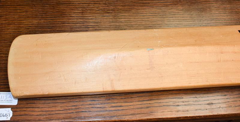 Two cricket bats one signed with a former Yorkshire team, two hickory shafted golf clubs, a lacrosse - Image 5 of 17