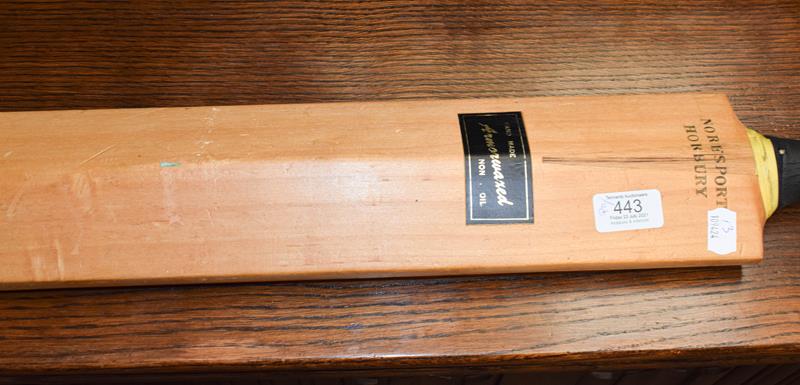 Two cricket bats one signed with a former Yorkshire team, two hickory shafted golf clubs, a lacrosse - Image 4 of 17