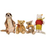 A Steiff Mungo the Meerkat, Steiff Rupert the Bear and two Steiff jointed teddy bears (4)