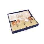 A pair of 9 carat gold cufflinks (a.f.); and three diamond dress studs, cased . 9 carat gold