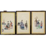 Ten early 19th century Chinese watercolours on pith paper, depicting figures and attendants in