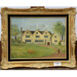 Early 20th century English school, architectural view titled Baildon Hall, Yorkshire, oil on