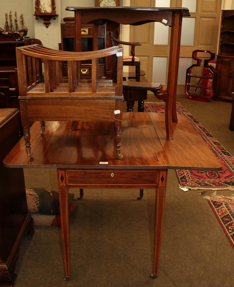 A George III mahogany Pembroke table together with an occasional table and a Canterbury (3)