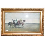 After Munnings, Jockeys starting a race, print 39cm by 72cm