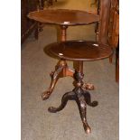 A 19th century mahogany piecrust snap-top table, raised on acanthus cabriole supports, 59cm by 65cm,