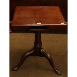 A George III mahogany tripod table on cabriole legs and pointed pad feet, with bird cage base,