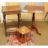 A 19th century mahogany centre pedestal tripod table, 57cm by 54cm by 69cm, together with a small