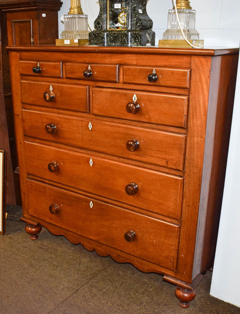 A Victorian mahogany Scottish chest of drawers, comprising three frieze drawers, two short over