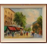 Cordet (Contemporary), City street view, signed, oil on canvas 40cm by 50cm