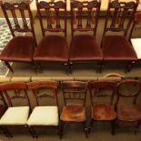 A set of four Art Noveau mahogany salon chairs, a pair of Regency mahogany dining chairs, two