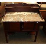 A Victorian mahogany marble-top washstand, 91cm by 51cm by 95cm