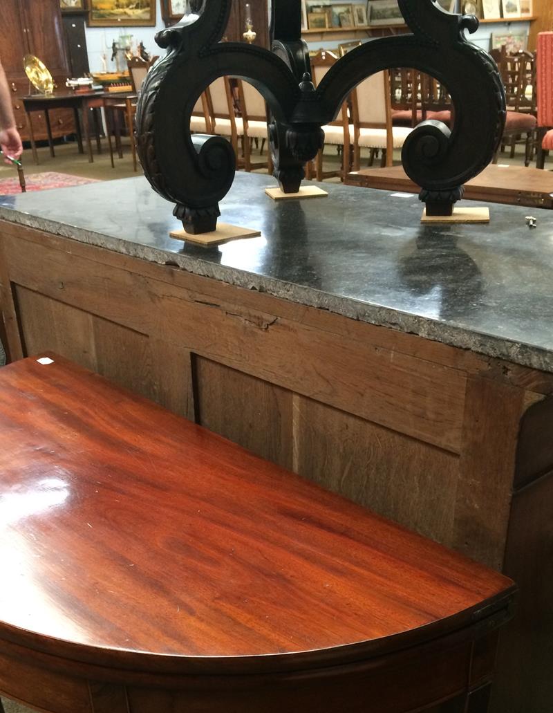 A mid 19th century mahogany marble-topped commode chest, 130cm by 57cm by 97cm - Image 2 of 7