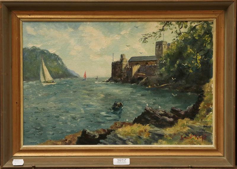 Ernest Knight (20th century) 'Dartmouth Castle from Gunfield Point', signed and dated 1976, oil on